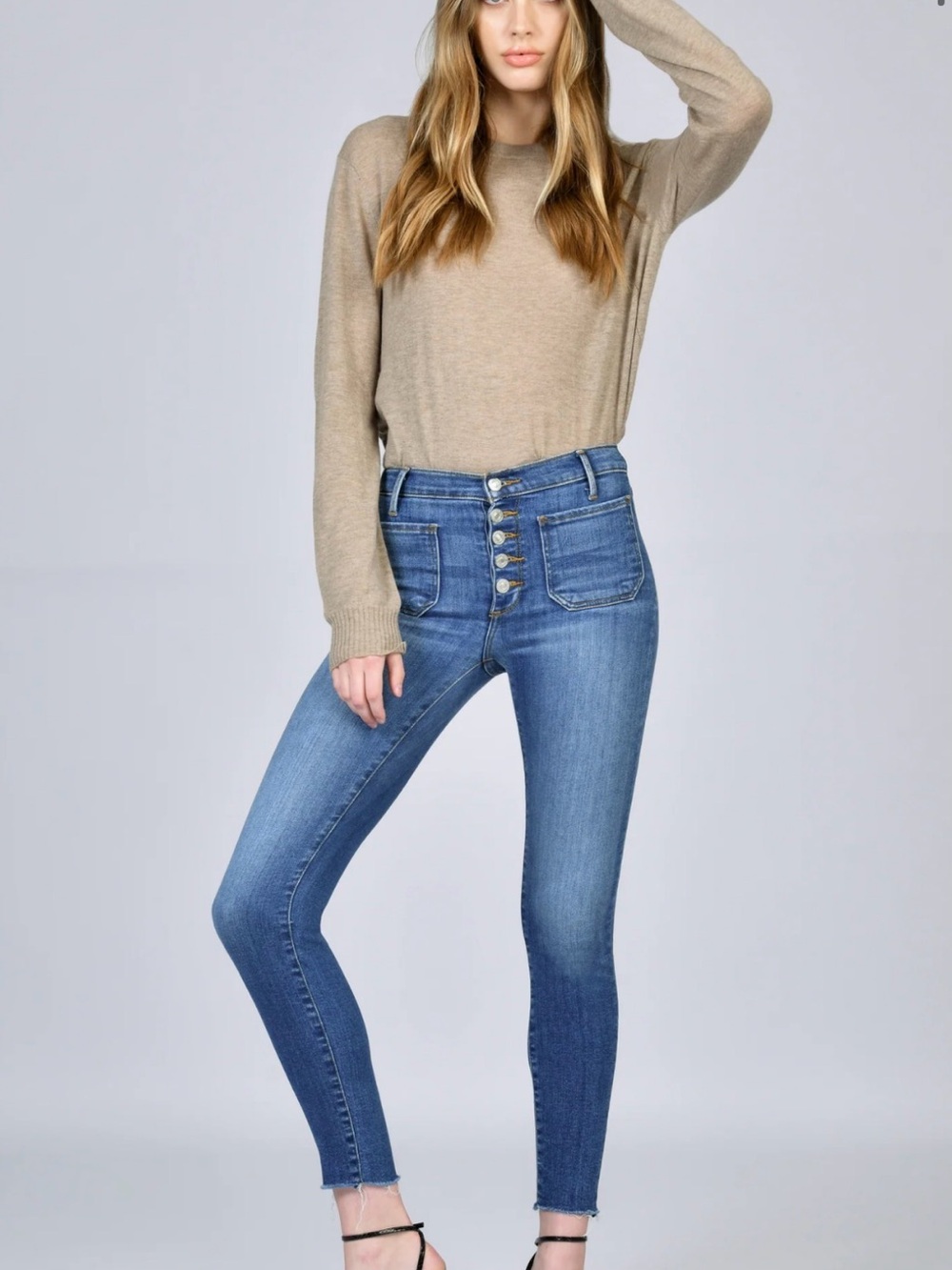 Black Orchid Ava High Waist Button-Fly Skinny Jeans - dark wash